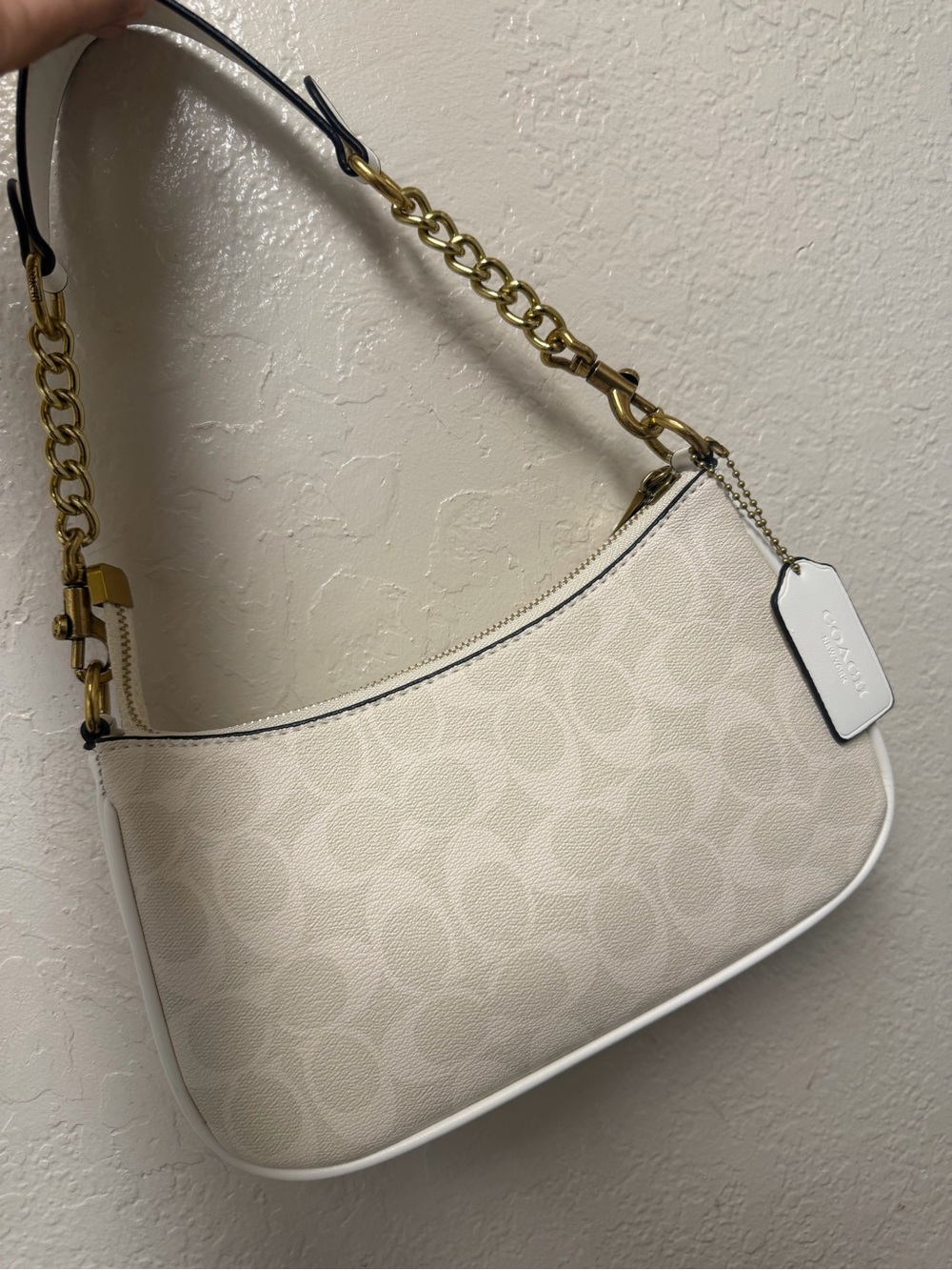 Coach Cream Signature Mini Shoulder Bag with Gold Hardware - Picture 2 of 3